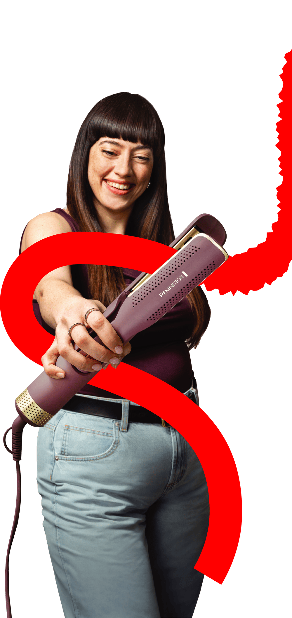 Žena koristi Remington AIRVIVE stylerom